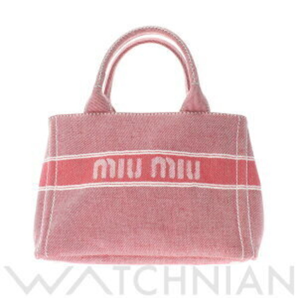 Miu Miu Handbag Jacquard Logo Denim Red